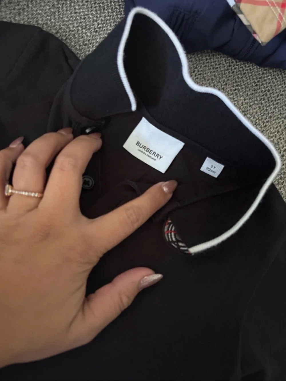 Burberry Black Polo Shirt with Signature Crest Detail
